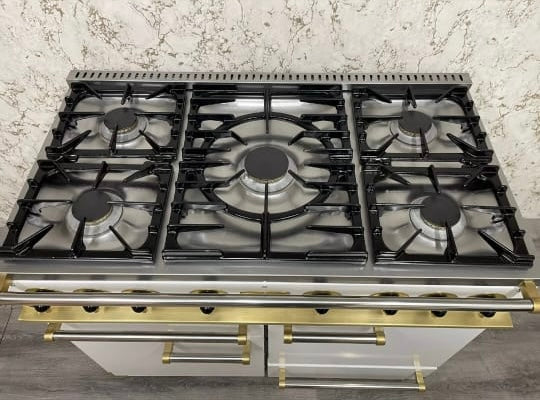 Falcon 110 Range Cooker in White & Brass Full Gas REF F33 Rangemaster