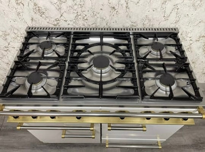 Falcon 110 Range Cooker in White & Brass Full Gas REF F33 Rangemaster