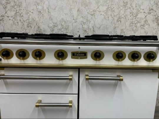 Falcon 110 Range Cooker in White & Brass Full Gas REF F33 Rangemaster