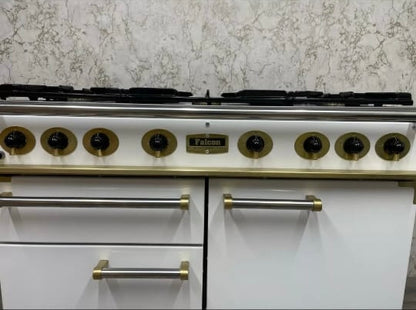 Falcon 110 Range Cooker in White & Brass Full Gas REF F33 Rangemaster