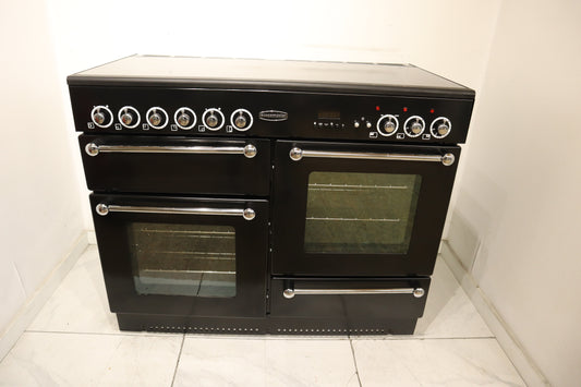 Rangemaster Kitchener 110 Range Cooker in Black & Chrome Full Electric REF C38