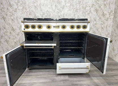 Falcon 110 Range Cooker in White & Brass Full Gas REF F33 Rangemaster