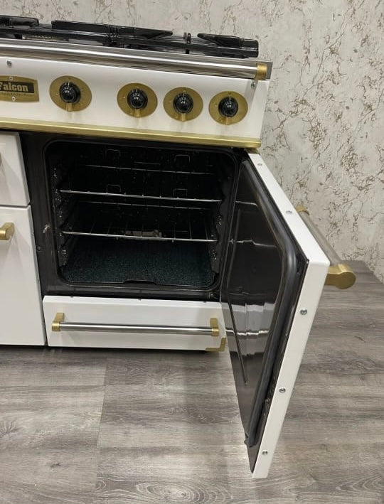 Falcon 110 Range Cooker in White & Brass Full Gas REF F33 Rangemaster