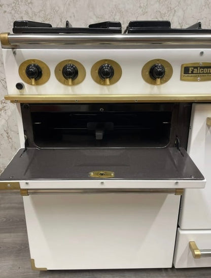 Falcon 110 Range Cooker in White & Brass Full Gas REF F33 Rangemaster