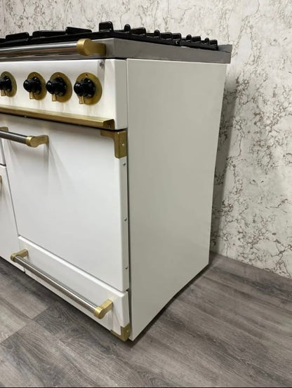 Falcon 110 Range Cooker in White & Brass Full Gas REF F33 Rangemaster