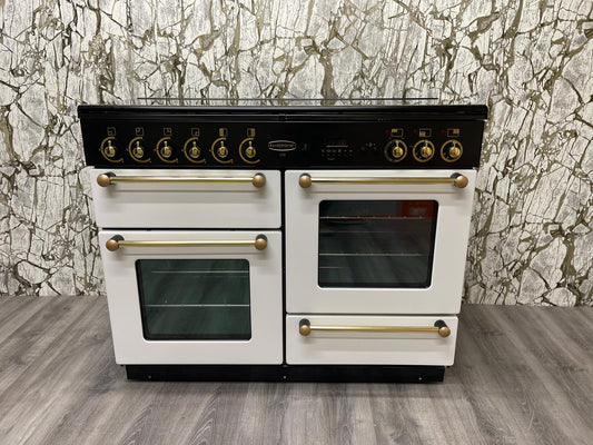 Rangemaster Leisure 110 Range Cooker in White & Brass Dual Fuel REF C48 AGA